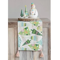 Hello Honey® 72" Green & Blue Hand-Embroidered Christmas Tree Runner