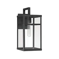 Hello Honey® Blake Black Modern Metal & Clear Glass Paneled Wall Mounted Outdoor Light