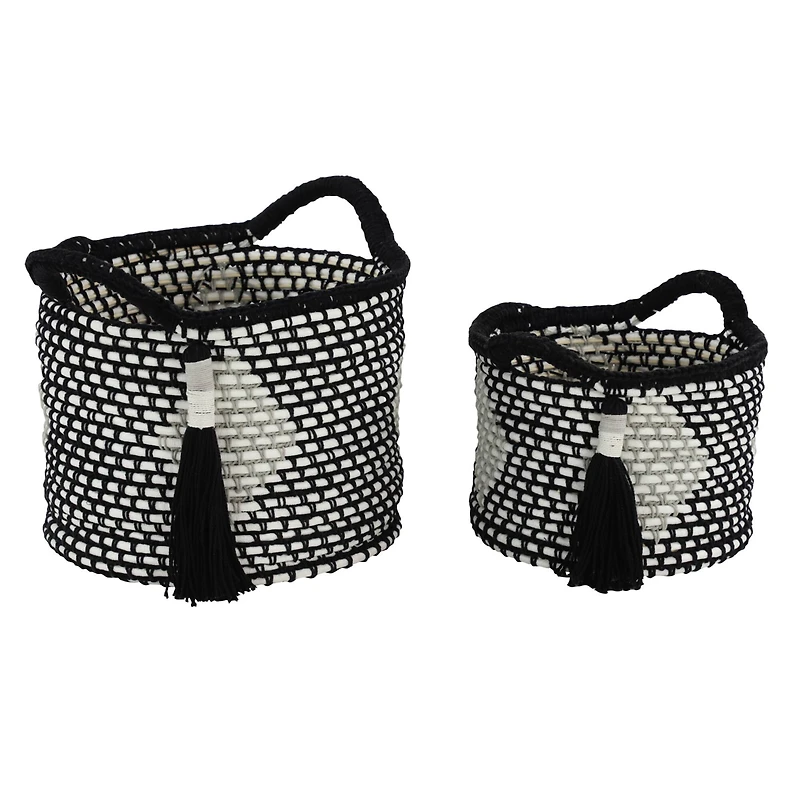 Black Polyester Traditional Storage Basket Set