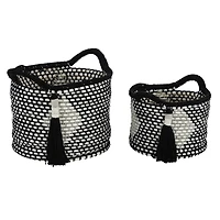 Black Polyester Traditional Storage Basket Set