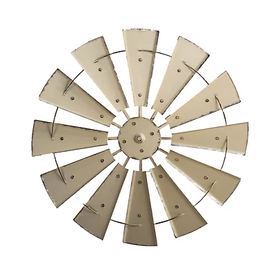 Glitzhome® 28.5" Beige Metal Wind Spinner Wall Décor