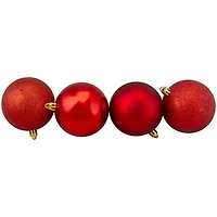 16ct. 3" Hot Red Shatterproof 4-Finish Christmas Ball Ornaments
