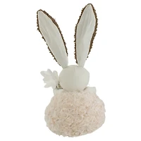 14" Beige & Brown Plush Easter Bunny Holding a Carrot Figure