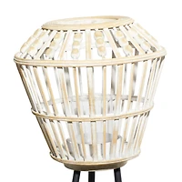 White Metal Natural Lantern, 40" x 11" x 11"