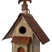 Glitzhome® Tall Distressed Wood Church Bird House