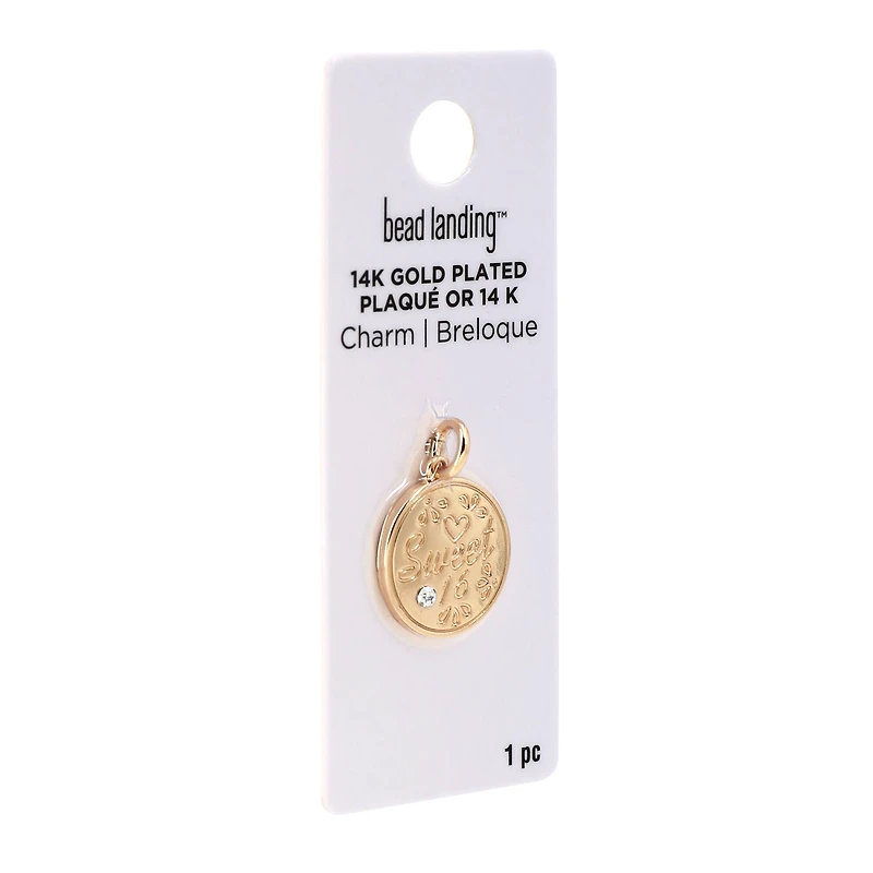 14K Gold Plated Sweet 16 Disc Charm by Bead Landing™