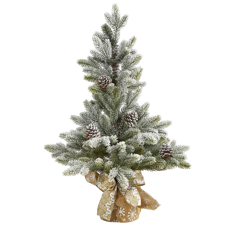 2.5ft. Unlit Flocked Artificial Christmas Tree with Pinecones