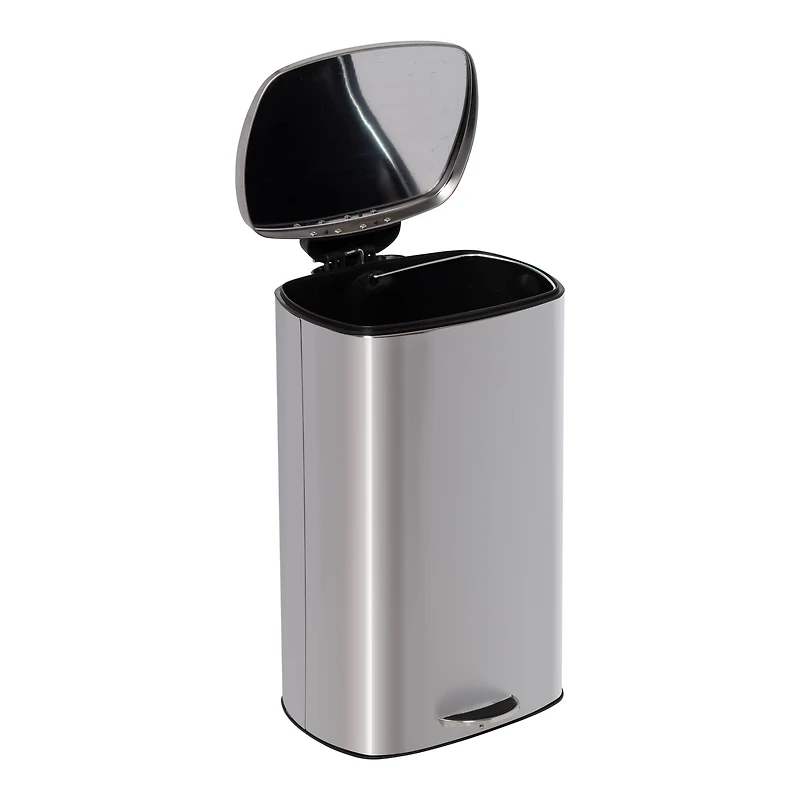40L Rectangular Stainless Steel Step Trash Can With Lid