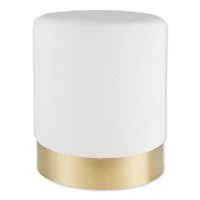 16.5" White Velvet Stool