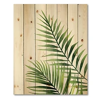Designart - Fern Leaves Detail III - Farmhouse Print on Natural Pine Wood