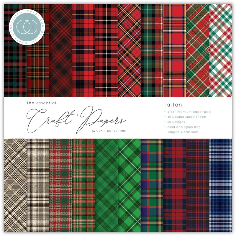 Craft Consortium Tartan Double-Sided Paper Pad, 6" x 6"