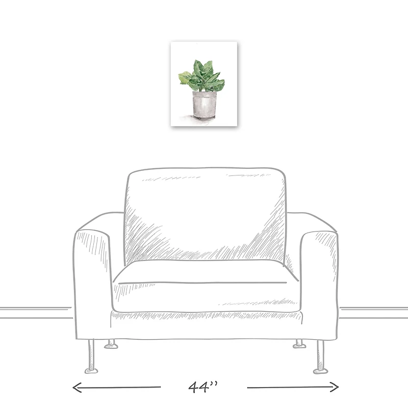 Bucket of Basil  11" x 14" Canvas Wall Art