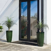 Glitzhome® 23.5" Gradient Green Faux Ceramic Tall Plastic Planters, 2ct.