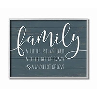 Stupell Industries Blue Family Loud Crazy Love Gray Framed Wall Art