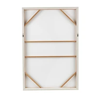 Beige Wooden Geometric Framed Wall Art with Abstract Circles and Brown Wooden Frame