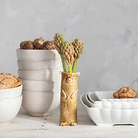 Hello Honey® 7" Brown Reactive Crackle Glaze Stoneware Bear Vase