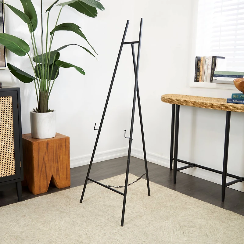 56" Black Metal Geometric 3-Tier Easel