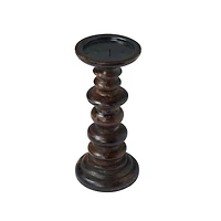 Hello Honey® 9" Natural Carved Wood Pillar Candle Holder