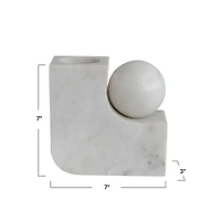 Hello Honey® 7" White Modern Marble Pillar & Taper Candle Holder Vase with Ball