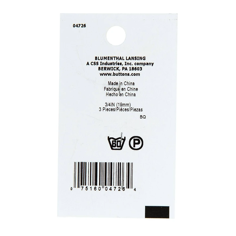 LaMode 3/4" Translucent 4-Hole Buttons, 3ct.