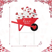 Glitzhome® 24" Valentine's Metal Love Mail Wagon Yard Stake