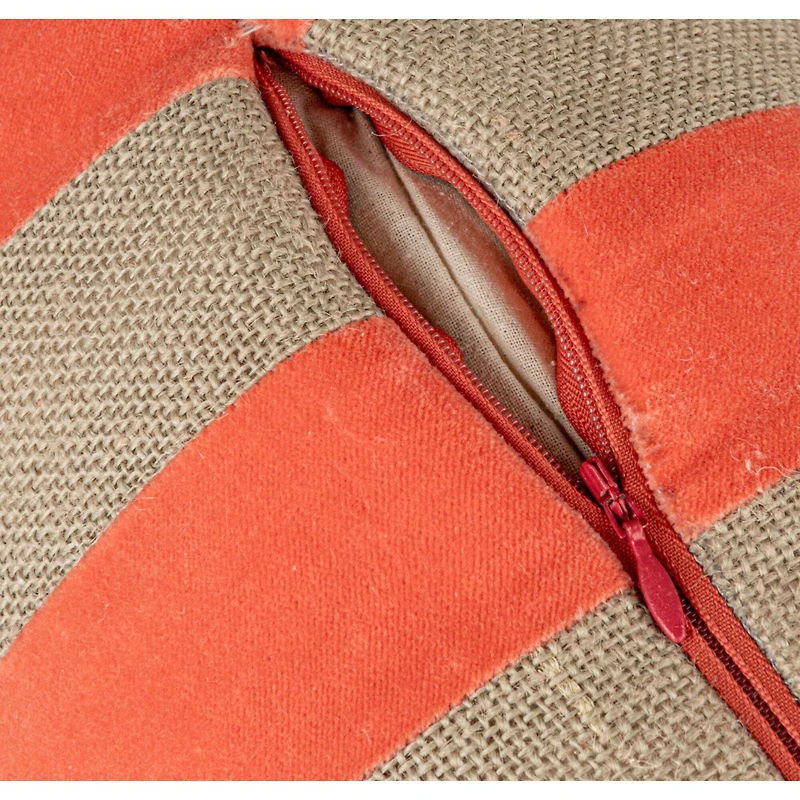 Hello Honey® Pink & Gray Stripes Cotton Velvet & Jute Bolster Pillow