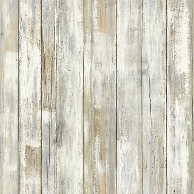 RoomMates Distressed Wood Tan Peel & Stick Wallpaper