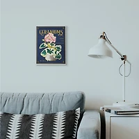Stupell Industries Geraniums Blue Gold Flower Word Design in Gray Frame Wall Art