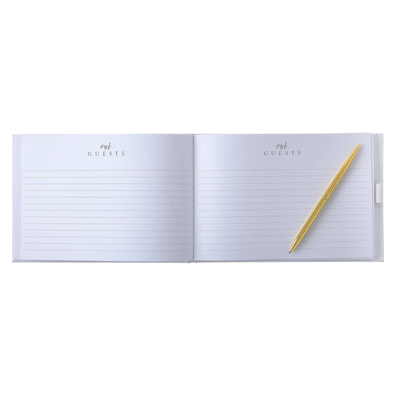 White & Gold Guest Book & Pen Set by Celebrate It™
