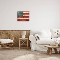 Stupell Industries US American Flag Rustic Pattern Canvas Wall Art