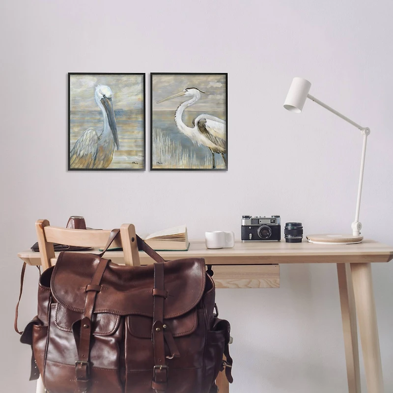 Stupell Industries Sea Birds Abstract Beach Framed Giclee Art