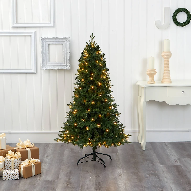 5ft. Pre-Lit Vermont Fir Artificial Christmas Tree with Clear LED Lights
