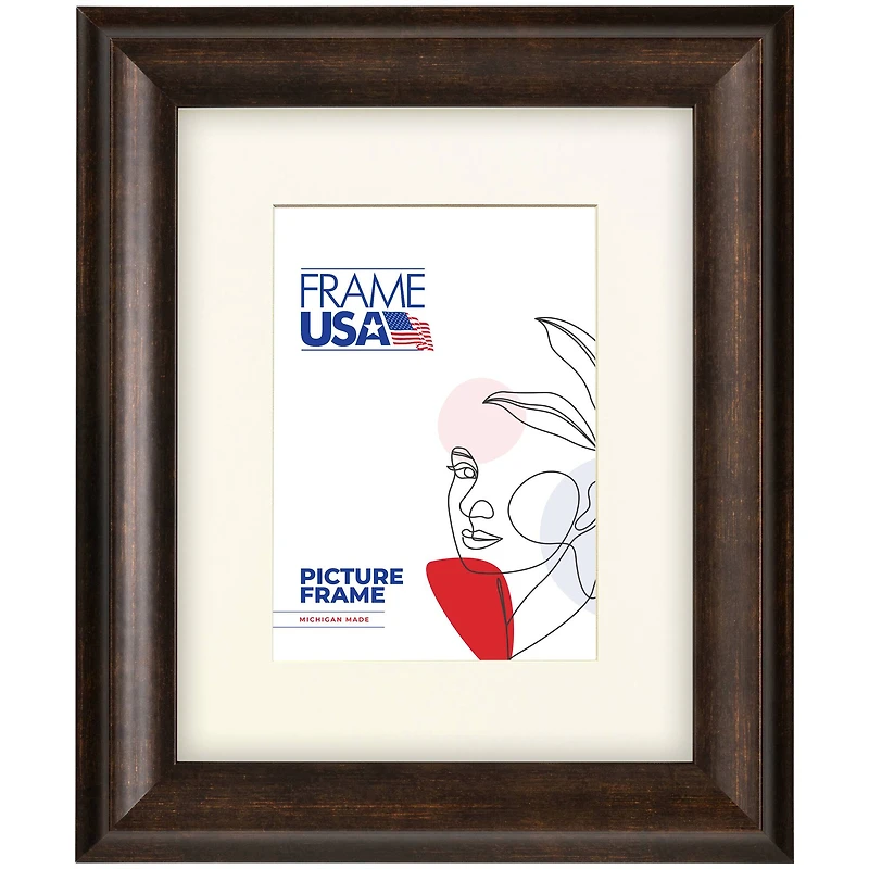 Frame USA Verona Narrow Tarnished Bronze Single Image Picture Frame with Mat