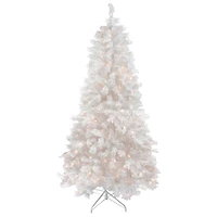 7.5ft. Pre-Lit Flocked White Spruce Artificial Christmas Tree, Clear Lights