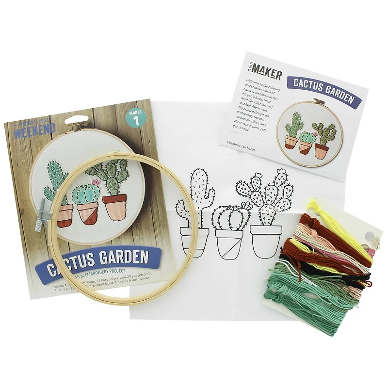 Leisure Arts® Make in a Weekend 6" Cactus Garden Embroidery Kit