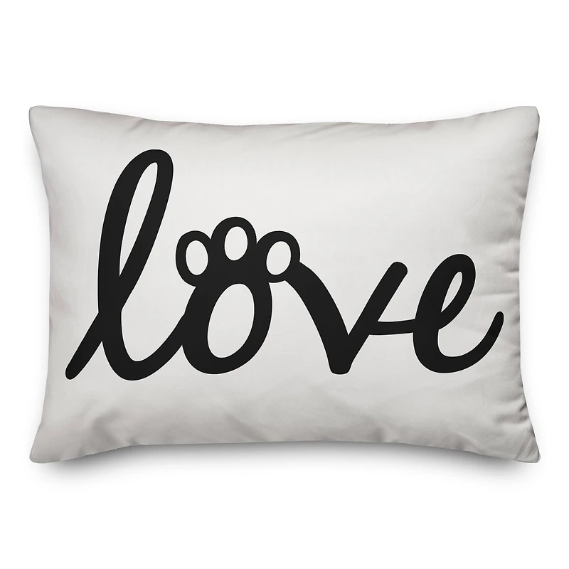 Love Paw Print Throw Pillow