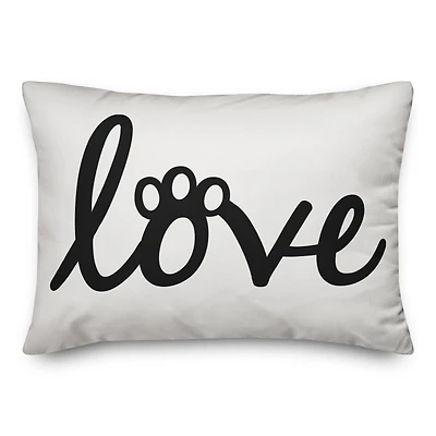 Love Paw Print Throw Pillow