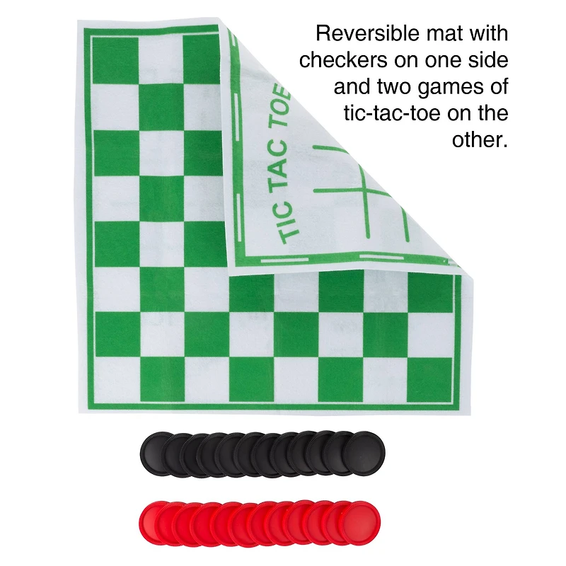 Toy Time Giant Checkers & Tic Tac Toe Reversible Game Rug