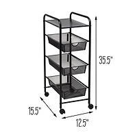 Honey Can Do Black Metal 3-Drawer Rolling Storage Cart