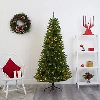 6.5ft. Pre-Lit Green Valley Fir Artificial Christmas Tree with Clear LED Lights