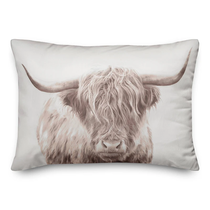 Sepia Bull Throw Pillow 14" x 20"