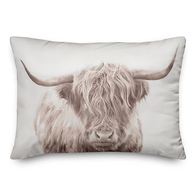 Sepia Bull Throw Pillow 14" x 20"