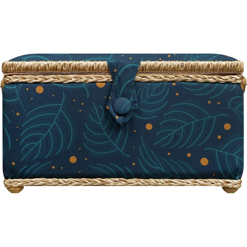 SINGER® Large Leaf Print Sewing Basket with Travel Sewing Kit & Matching Zipper Pouch