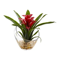 8" Tropical Bromeliad Arrangement in Angled Vase