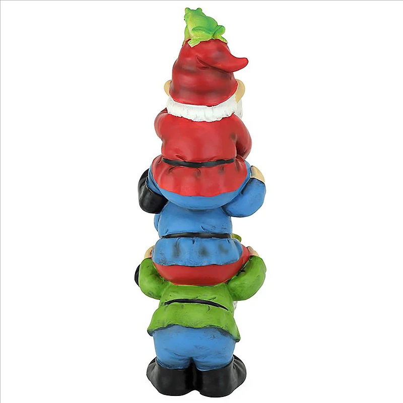 Design Toscano 16" Tower of Three Gnomes & Frog Statue