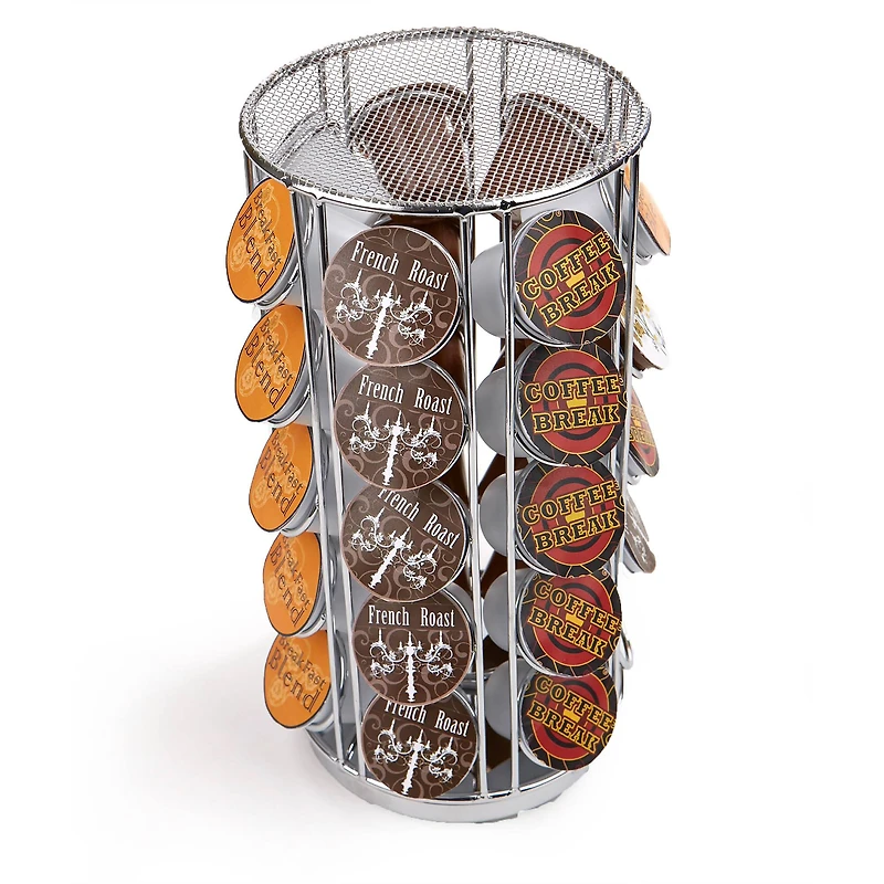 Mind Reader 35 Capacity Rotating Silver Metal Carousel Coffee Pod Holder