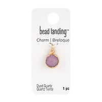 Round Light Amethyst Dyed Quartz Charm by Bead Landing™