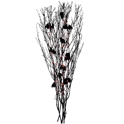 4ft. Black & Orange Lighted Glitter Halloween Branches, 5ct.