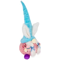 18.25" Blue & Pink Girl Gnome with Bunny Ears Easter Figure