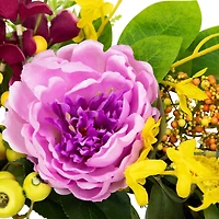 24" Yellow & Purple Peonies & Forsythia Spring Wreath